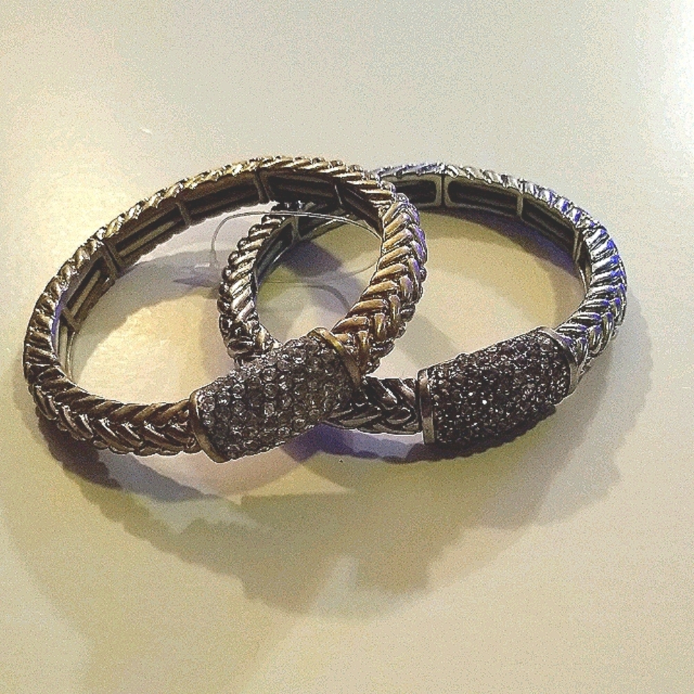 2 Braided w/ Rhinestone Bracelets - Picture 4 of 7